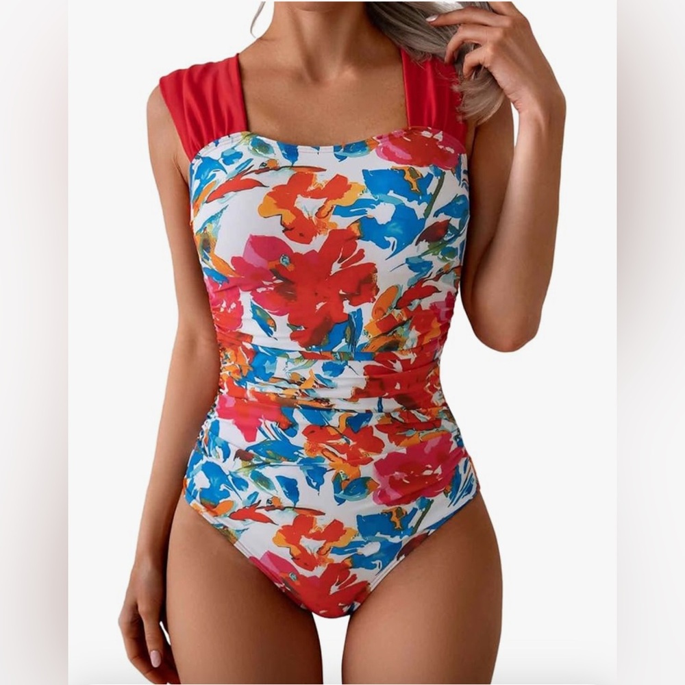 B2Pirty Red Floral One Piece Swimsuit